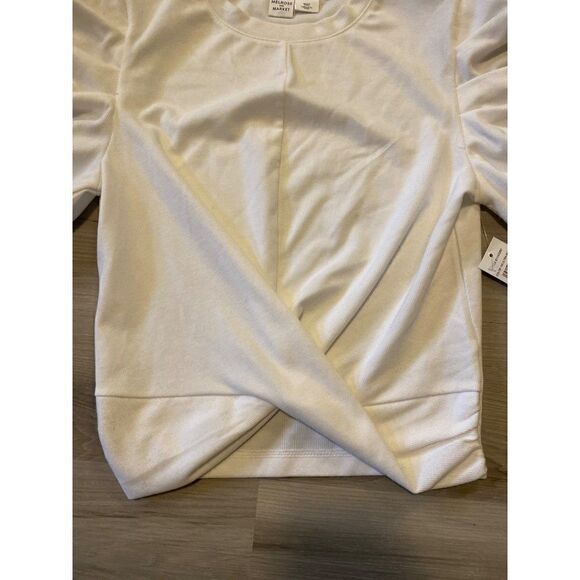 NWT Melrose & Market women's white puff short sleeve cropped top size small - Picture 3 of 8